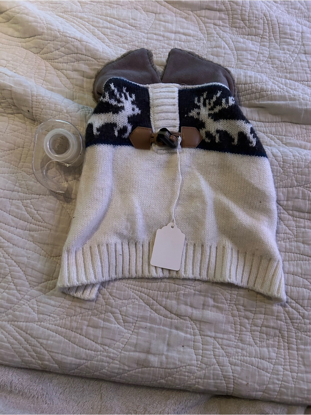 Dog Reindeer Knit sweater vest - White and Navy
